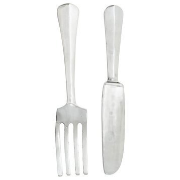Crosby Street Chic Knife and Fork Sculpture, Oversized Wall Art