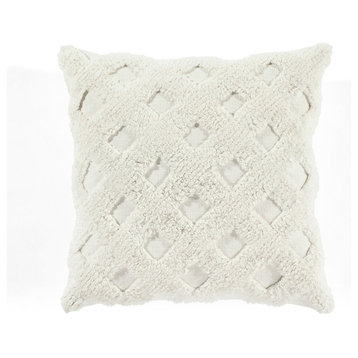 Tufted Diagonal Decorative Pillow Cover White Single 20X20