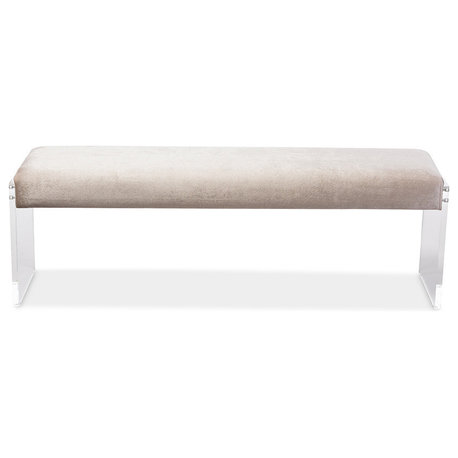 Hildon Microsuede Lux Bench with Paneled Acrylic Legs