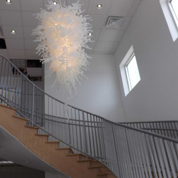 Custom 273 Stem Pure White Art Glass Chandelier - Dallas, Texas