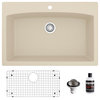 Karran Drop-In Quartz Composite 33" 1-Hole Single Bowl Kitchen Sink Kit, Bisque
