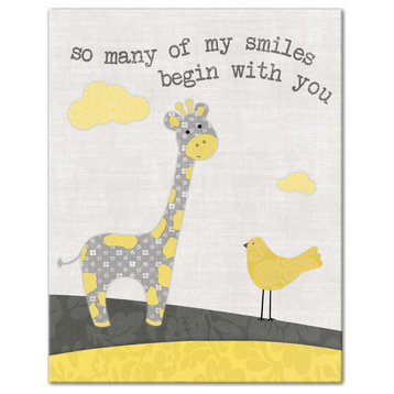 So Many Smiles Begin With You Giraffe 11x14 Canvas Wall Art
