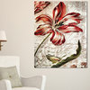 "Red Floral Pattern With Butterfly" Digital Wall Artwork