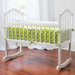 Lime and White Dots and Stripes - Baby Bedding