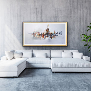 white large Modern Contemporary Paintings for Family Room