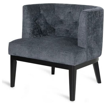 Contemporary Accent Chair, Padded Seat and Diamond Tufted Curved Back, Charcoal