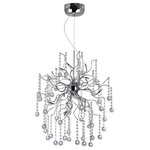 Crystal World Inc. - 20" 15-Light Chandelier With Chrome Finish - The Cherry Blossom 15-Light Chandelier promises you with a welcoming glow. Its curving branches with dripping crystal beads is a sight to behold. Complemented by the warmth of candelabra bulbs, this lighting is sure to give your ceiling some extra character. This medium-sized glam chandelier will look perfect in any room including the living room, dining room, bedroom, and even in your very spacious, high--ceiling kitchen.