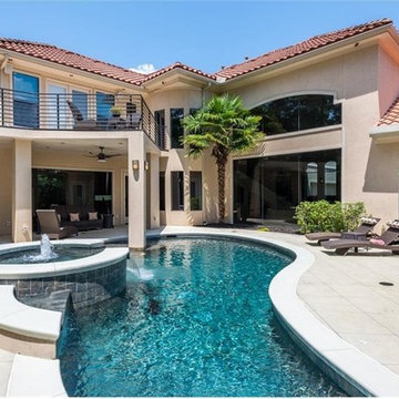 Mediterranean Inspired, Contemporary Home Build | Home Theatre & Pool