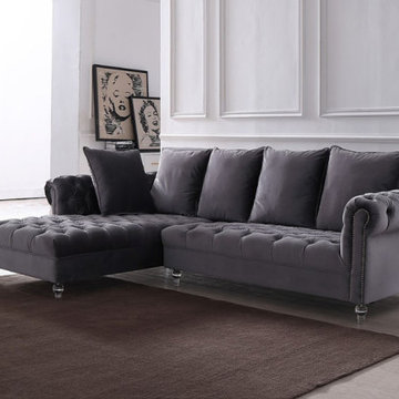 Shop the temple grey velvet fabric modern sectional!