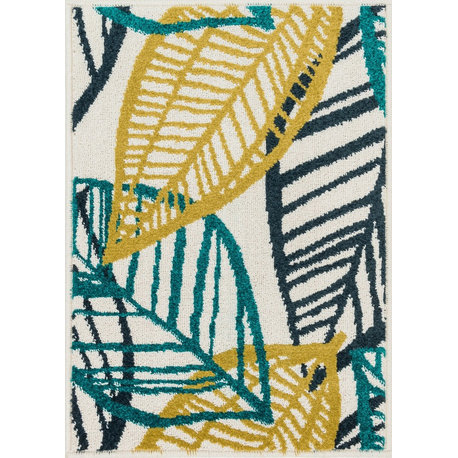 Loloi Terrace Collection Rug, Ivory and Tropical, 1'8"x2'6"