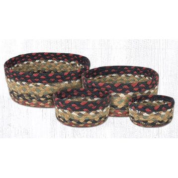 Earth Rugs CB-19 Burgundy / Mustard Casserole Baskets Set of 4