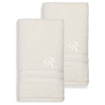 Denzi Hand Towels With Monogrammed Letter, Set of 2, R
