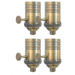 Royal Designs, Inc. - Royal Designs, Inc. On/Off Turn Knob Lamp Socket, Antique Brass, Set of 4 - Royal Designs Edison Base Dimmer Sockets with unique vintage cast metal shells are compatible with any medium base incandescent, or "dimmable" LED light bulbs. The bracket has a 1/8 IP threaded hole on the bottom so it will fit any standard lamp pipe. The socket is rated for up to a 150W bulb. Available in 5 different designer finishes.