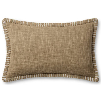 Loloi PLL0109 Taupe 13'' x 21'' Cover, Down Pillow