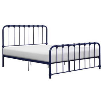 Lexicon Bethany Queen Metal Platform Bed in Navy Blue