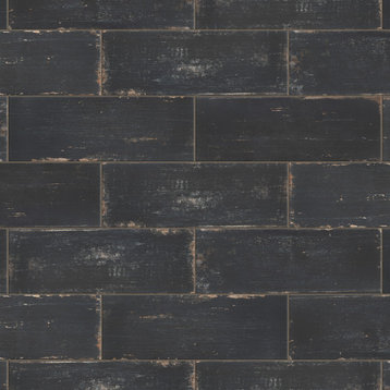 Retro Cendra Porcelain Floor and Wall Tile, Nero