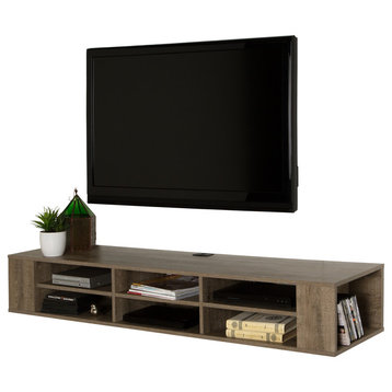 South Shore City Life 66 Wall Mounted Media Console, Weathered Oak
