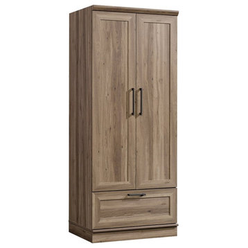 Sauder HomePlus Engineered Wood 2-Door Bedroom Wardrobe Armoire in Salt Oak