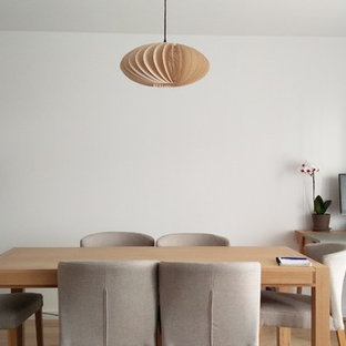 ストラスブールの中サイズの北欧風 LDKの画像 (白い壁、淡色無垢フローリング、暖炉なし)