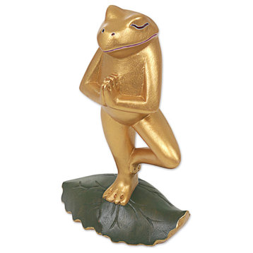 Frog Pose Wood Sculpture