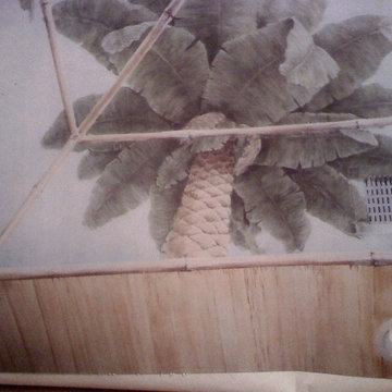 Teen girl's tropical ceiling mural