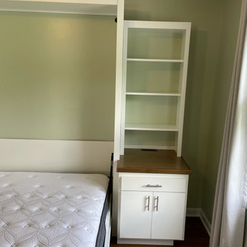 Custom Built Vertical Queen Murphy Bed With Side Shelving & Storage Cabinet