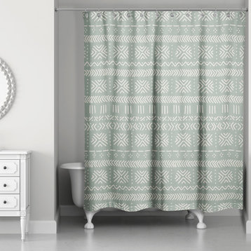 Sage Mudcloth 71x74 Shower Curtain