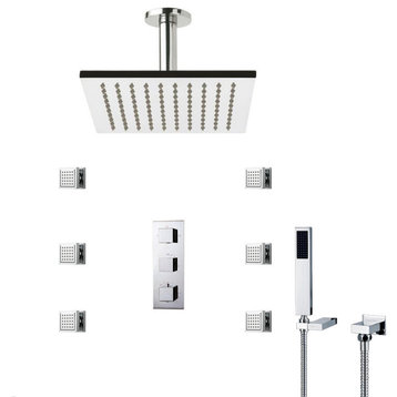 Perugia 16" Ceiling Mount LED Shower Head With Body Massage Jets