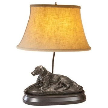 Sculpture Table Lamp Dog Resting English Setter Hand Painted USA Made