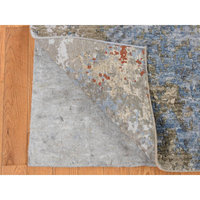 Steel Blue Modern Abstract Galaxy Design Hand Knotted 100% Wool Rug 9'1 ...
