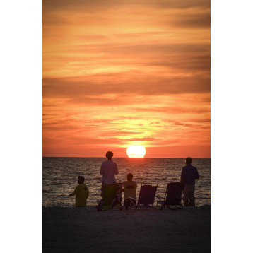 Summer Spectators Coastal Sunset Landscape Photo Wall Art Print - Decor, 8" X 10"