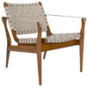 Safavieh Couture Dilan Leather Safari Chair, White/Brown