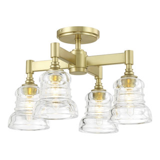 Gregory 4 Light Semi-Flush Mount, Aged Brass - Traditional - Flush ...