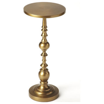 Antique Gold Pedestal End Table, Belen Kox
