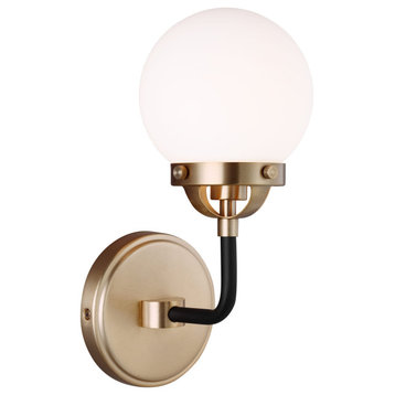 Cafe Bathroom Wall Sconce in Satin Brass