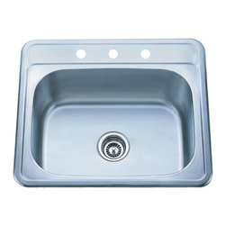 Kraus 25 Inch Topmount Single Bowl Stainless Steel Kitchen Sink KTM25 - Bath Products