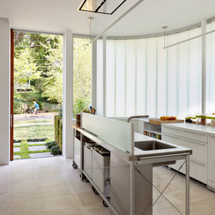 75 Beautiful Travertine Floor Kitchen With Laminate Countertops