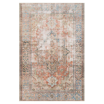 Terracotta, Sky Printed Polyester Loren Area Rug by Loloi, 5'0"x7'6"