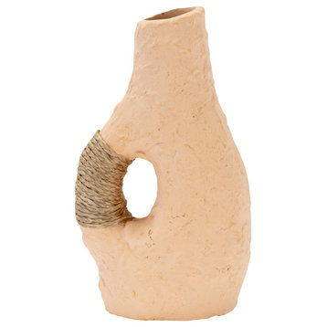Terracotta 11"H, Single Handle, Twine Vase