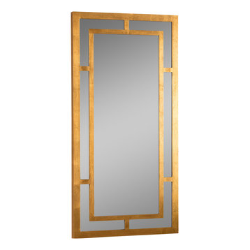 Gold Rectangular Wall Mirrors, Lina Modern Floor Mirror Gold With Marble