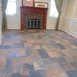 slate look tile random size pattern - Flooring