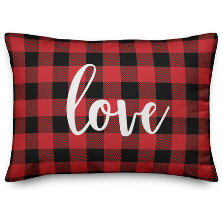 Love, Buffalo Check Plaid 14x20 Lumbar Pillow