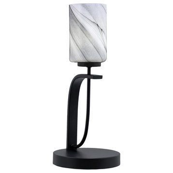 Cavella 1 Light Accent Lamp, Matte Black Finish, 4" Onyx Swirl Glass