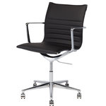 Nuevo Furniture - Nuevo Furniture Antonio Office Chair in Black - The sleek, modern Antonio office chair features a low back Naugahyde seat tailored with top stitching and sculpted chrome arms presenting a distinctive executive appeal. With fully adjustable height and recline options, the Antonio has a 5 star castor base for 360 degree swivel.