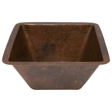 15" Square Hammered Copper Bar/Prep Sink With  2" Drain Size, 2"
