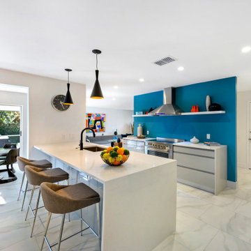 Mid-Century Inspired Kitchen Staging — Siesta Key Modern Home