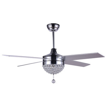 52 Inch 4-Blade Crystal Ceiling Fan With Remote Control and Light Kit Included, 52
