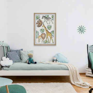 "Jungle and Palm Leaves" Framed Painting Print