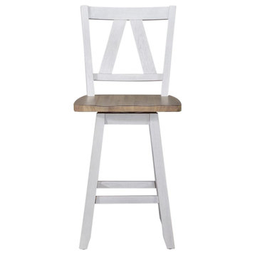 Counter Height Swivel Chair (RTA) - Set of 2 Farmhouse White