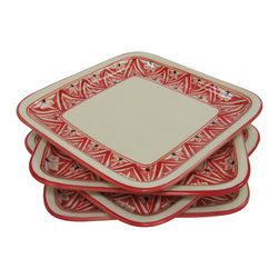 Le Souk Ceramique - Square Stoneware Plates, Set of 4, Nejma Design - Serving And Salad Bowls